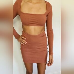 Rust Ribbed Two-Piece Set